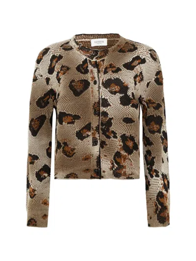 Laneus Leopard-pattern Cardigan In Brown