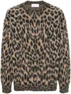 Laneus Leopard-print Crew-neck Sweater In Brown