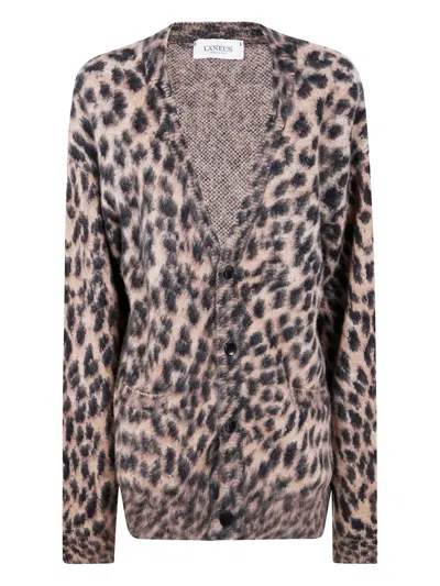 LANEUS LEOPARD-PRINT BUTTON-UP CARDIGAN