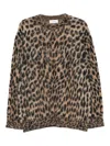 Laneus Leopard-print Crew-neck Sweater In Brown