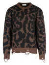Laneus Two-tone Merino Wool Blend Sweater In Brown