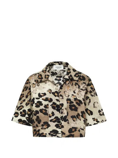 Laneus Leopard-print Patch-pocket Shirt In Multi