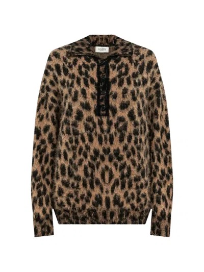 Laneus Leopard-jacquard Knit Sweater In Animal Print