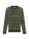 Laneus Leopard-pattern Sweater In Green