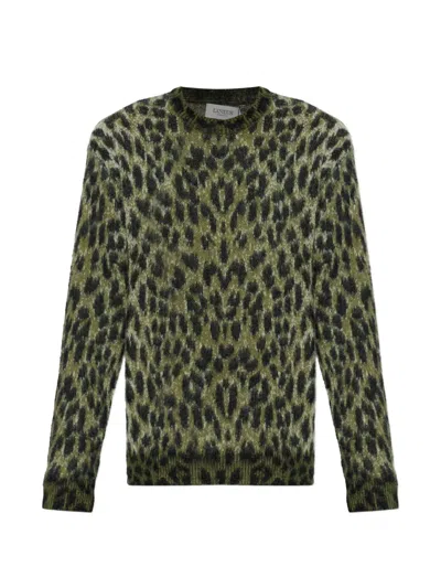 Laneus Leopard-pattern Sweater In Green