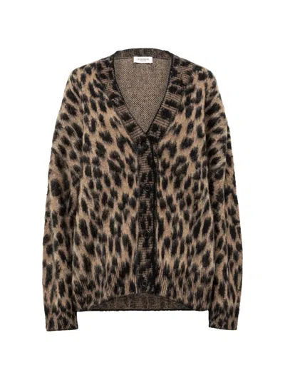 Laneus Leopard-print Brushed-knit Cardigan In Animal Print