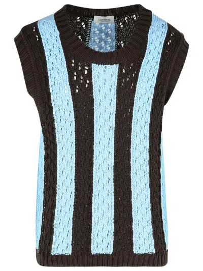 LANEUS LANEUS LIGHT BLUE COTTON VEST