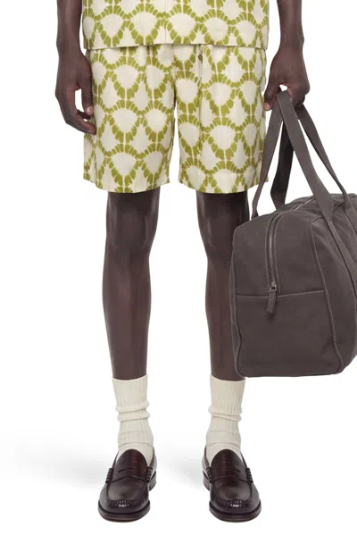 Laneus Lightweight Viscose Graphic Print Shorts In Green