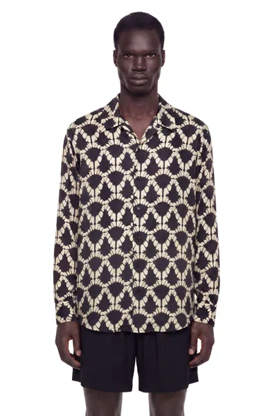 Laneus Lightweight Viscose Graphic Shirt In Black