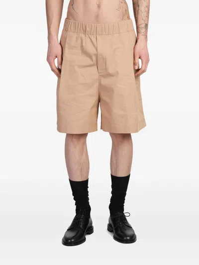 Laneus Logo-embroidered Shorts In Beige