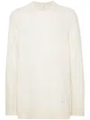 Laneus Ribbed Cuff Long Sleeve Crew Neck Jumper In Weiss