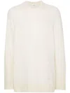 Laneus Ribbed Cuff Long Sleeve Crew Neck Jumper In White