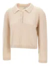 Laneus Long-sleeve Ribbed Polo Top In Neutral