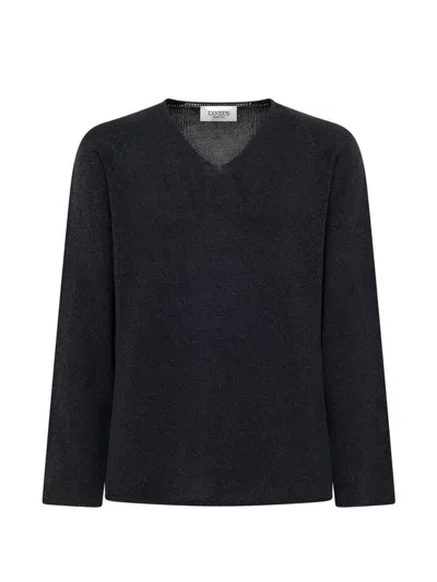Laneus Long Sleeve V-neck Sweater In Gray