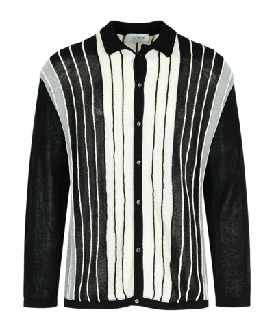 Laneus Long-sleeved Knitted Cardigan In Black
