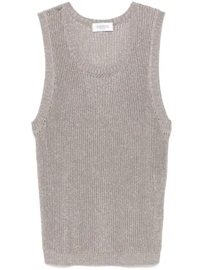 Laneus Lurex Tank Top In Gray
