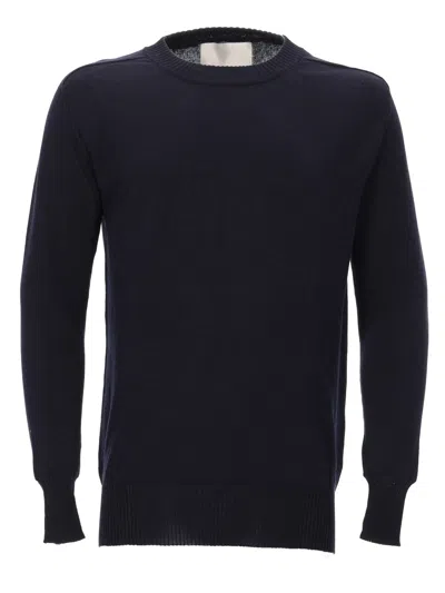 Laneus Classic Cotton-viscose Blend Sweater In Blue