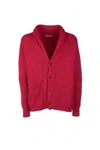 Laneus Collar Shawl Ribbed Texture Front Pockets In Burgundy