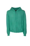 Laneus Drawstring Hooded Sweater Ribbed Cuffs In Green
