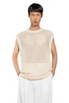 Laneus Net Knitted Tank In Beige