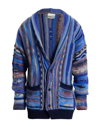 Laneus Man Cardigan Azure Size 38 Alpaca Wool, Polyamide, Polyacrylic, Virgin Wool, Cashmere In Blue
