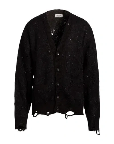 Laneus Man Cardigan Black Size 36 Merino Wool, Polyester, Polyamide, Mohair Wool, Wool