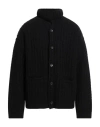 Laneus Man Cardigan Black Size 40 Merino Wool In Black