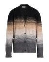 Laneus Man Cardigan Black Size 40 Polyamide, Mohair Wool, Polyester In Brown