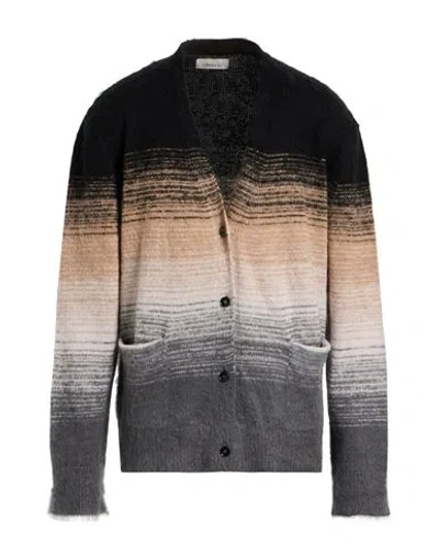 Laneus Man Cardigan Black Size 40 Polyamide, Mohair Wool, Polyester In Brown
