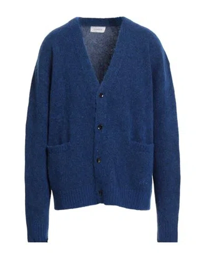 Laneus Man Cardigan Bright Blue Size 40 Baby Alpaca Wool, Polyamide, Virgin Wool In Blue