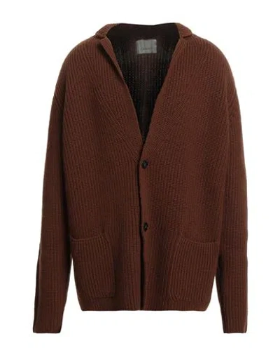 Laneus Man Cardigan Brown Size 42 Wool