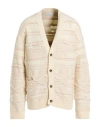 Laneus Man Cardigan Cream Size 46 Polyamide, Alpaca Wool, Polyacrylic, Wool, Elastane In Neutral
