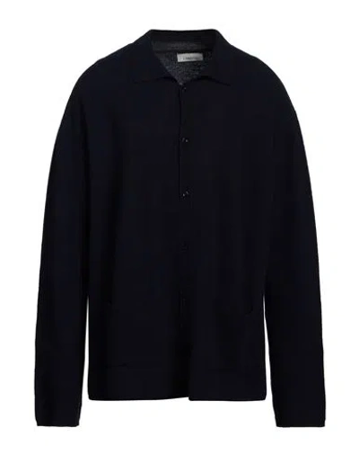 Laneus Man Cardigan Midnight Blue Size 36 Merino Wool, Cashmere