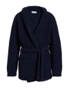Laneus Man Cardigan Midnight Blue Size 38 Merino Wool In Blue