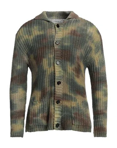 Laneus Man Cardigan Military Green Size 42 Cotton