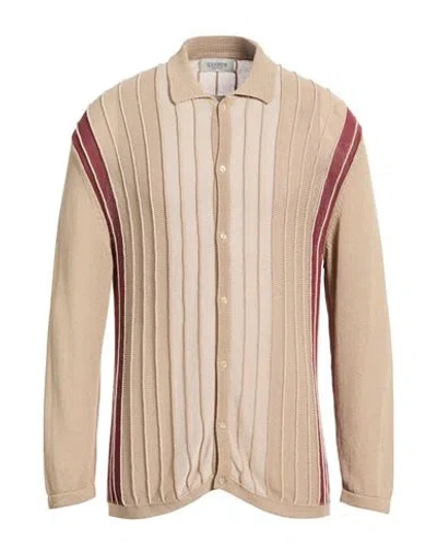 Laneus Man Cardigan Sand Size 38 Viscose, Polyamide In Brown