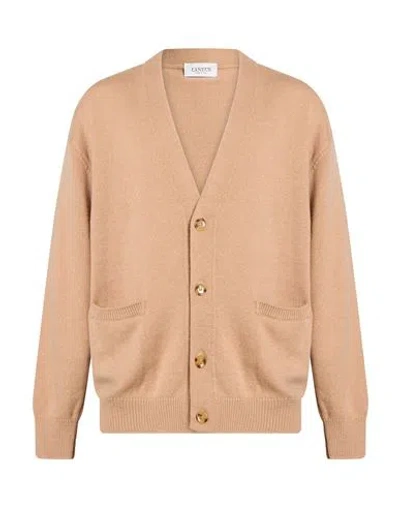 Laneus Man Cardigan Sand Size 40 Merino Wool, Cashmere In Neutral