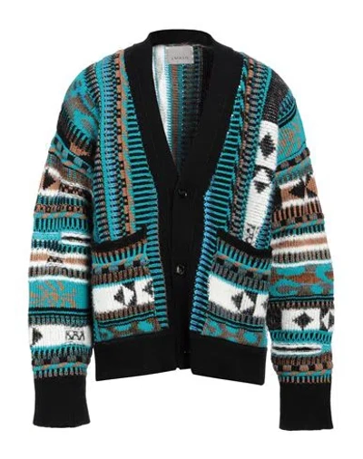Laneus Man Cardigan Turquoise Size 40 Alpaca Wool, Polyamide, Polyacrylic, Virgin Wool, Cashmere In Multi