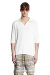 Laneus Cotton Knit Boxy Polo Shirt In Off-white