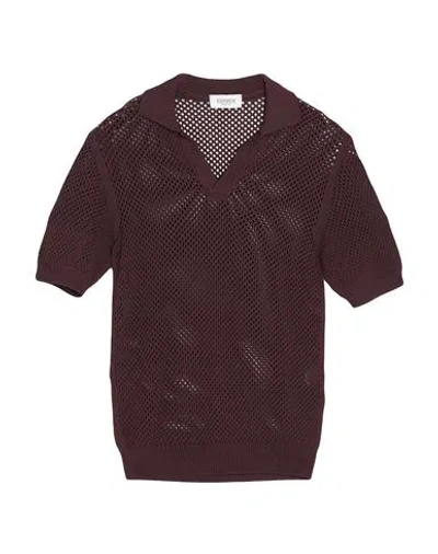 Laneus Man Polo Shirt Chocolate Brown Size L Viscose, Polyamide