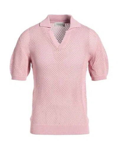 Laneus Man Polo Shirt Pink Size Xl Viscose, Polyamide
