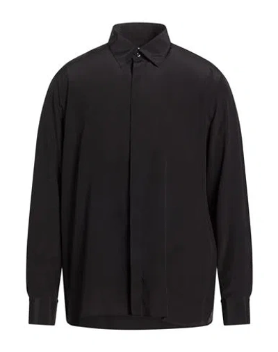 Laneus Man Shirt Black Size 17 Silk