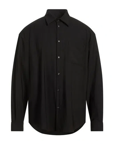 Laneus Man Shirt Black Size 17 ½ Virgin Wool, Elastane