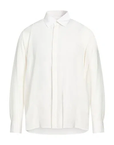 Laneus Man Shirt Ivory Size 16 ½ Silk In White
