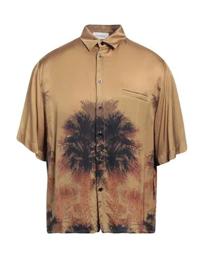 Laneus Man Shirt Khaki Size 44 Viscose In Green