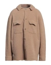 Laneus Man Shirt Light Brown Size 44 Wool, Polyamide, Elastane In Beige
