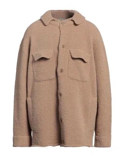 Laneus Man Shirt Light Brown Size 44 Wool, Polyamide, Elastane In Beige