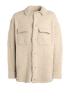 Laneus Man Shirt Sand Size 38 Wool, Polyamide, Elastane In Beige