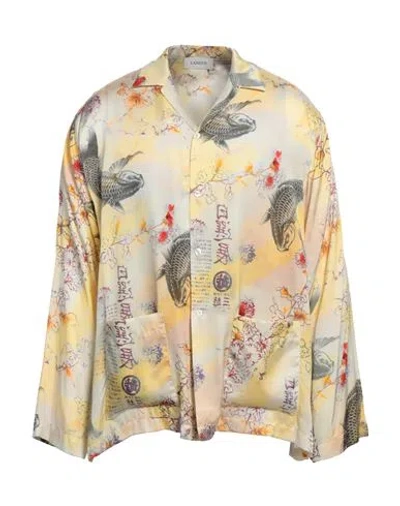 Laneus Man Shirt Yellow Size 42 Ecovero Viscose, Viscose