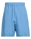 Laneus Man Shorts & Bermuda Shorts Azure Size 30 Cotton In Blue